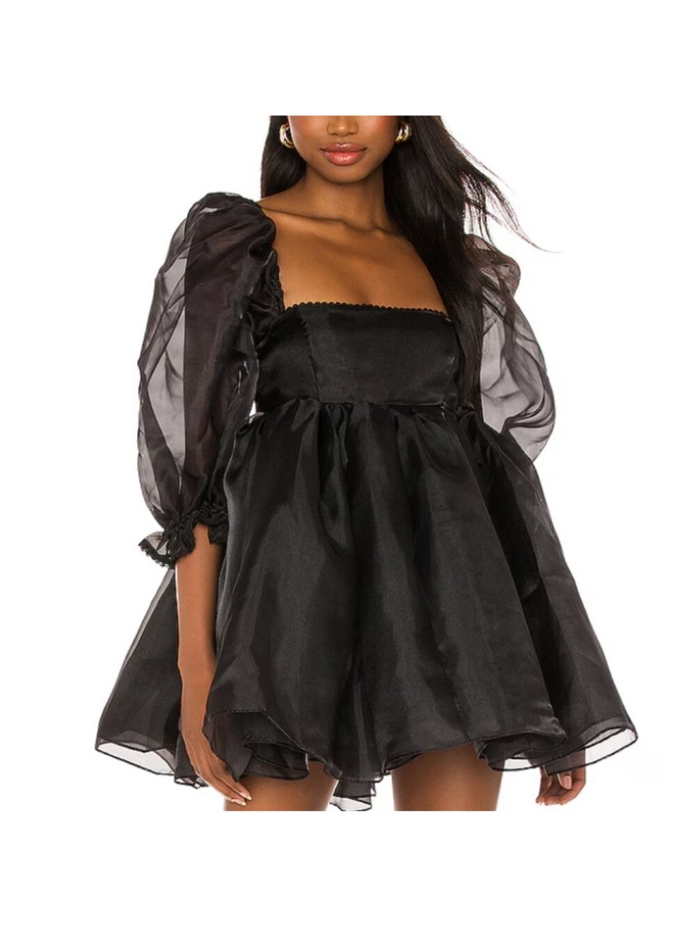 Selkie Black Puff Sleeve Mini Dress - Picture 4 of 4